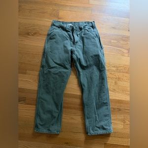 Carhartt Flannel Lined green Dungaree Pants 32 x 30